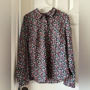 J. Crew Navy Floral Blouse